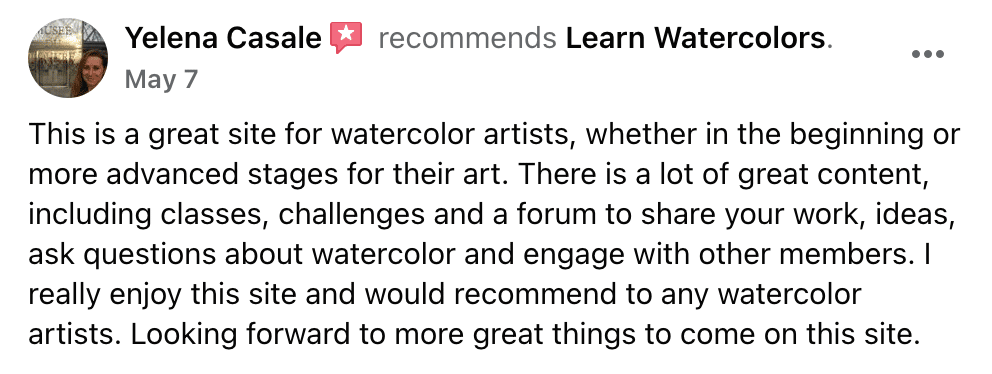 Learn Watercolor Facebook Testimonial