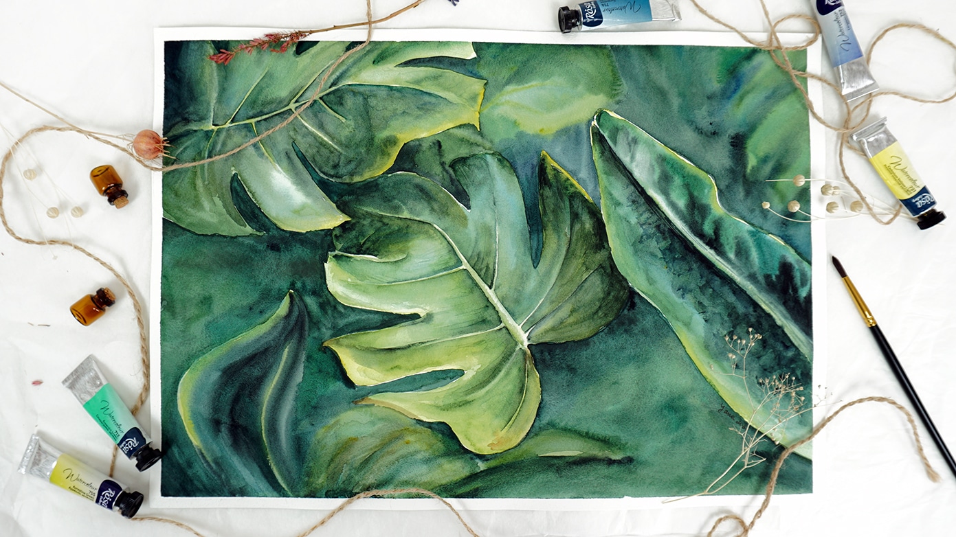 Paint Palm Leaves Watercolor