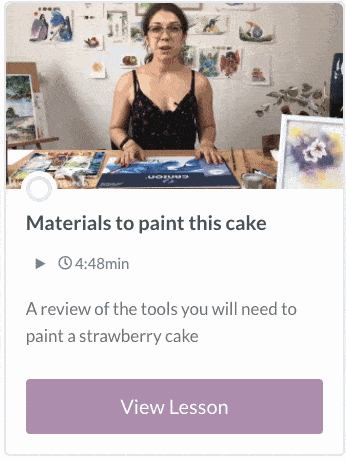 Watercolor Strawberry Cake Lesson 01