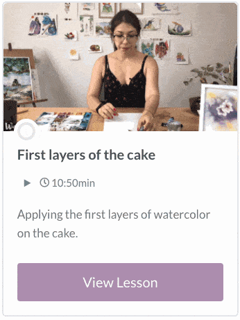 Watercolor Strawberry Cake Lesson 09