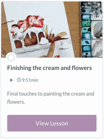 Watercolor Strawberry Cake Lesson 04