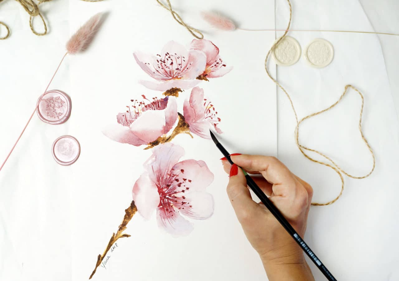 Watercolor Paint Cherry Blossom