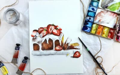 Paint a Watercolor Strawberry Cake