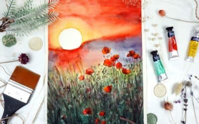 Paint a Watercolor Field of flowers