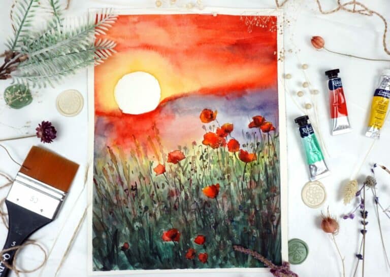 [20] Paint a Watercolor Field of flowers - Watercolor field of flowers