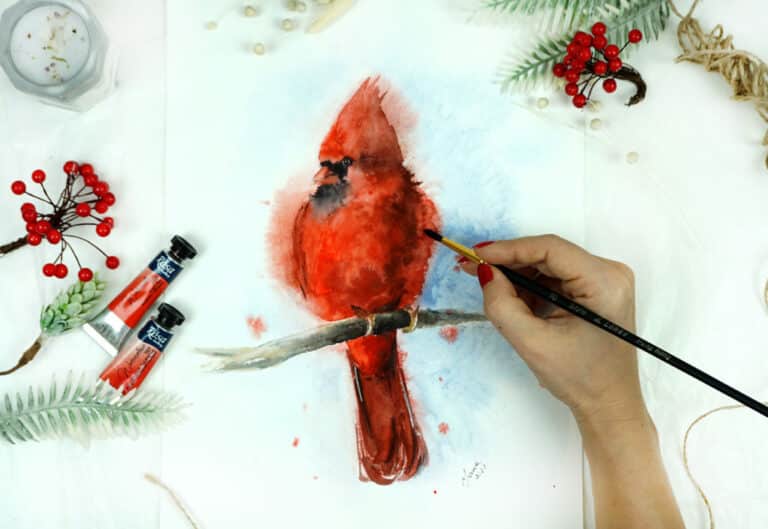 [16] Paint a Watercolor Red Cardinal - Watercolor Red Cardinal