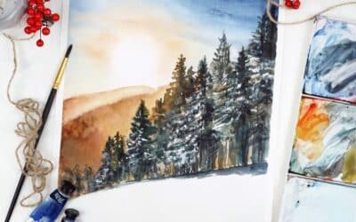 Paint Watercolor Winter Forest