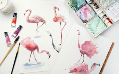 Paint Watercolor Pink Flamingos in 6 Styles