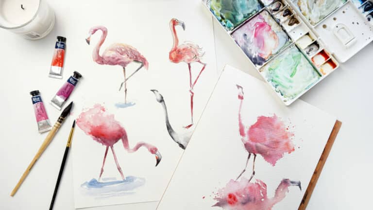 [8] Paint Watercolor Pink Flamingos in 6 Styles - Watercolor Flamingos