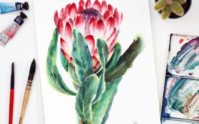 Minimalistic Watercolor Florals: Protea