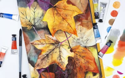 Imperfect autumn leaves in watercolor