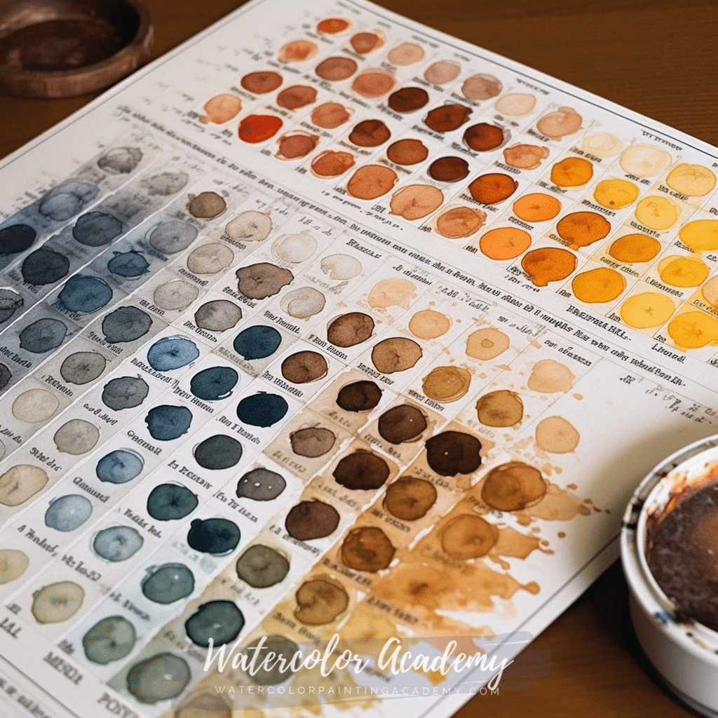 Watercolor Pigment Color Chart and Mixing Guide